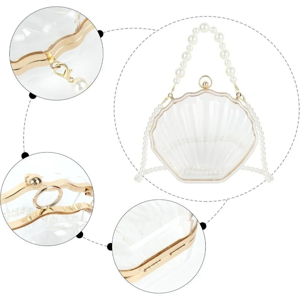 Women Seashell Clutch Acrylic Crossbody Evening Bag Top-Handle Gift